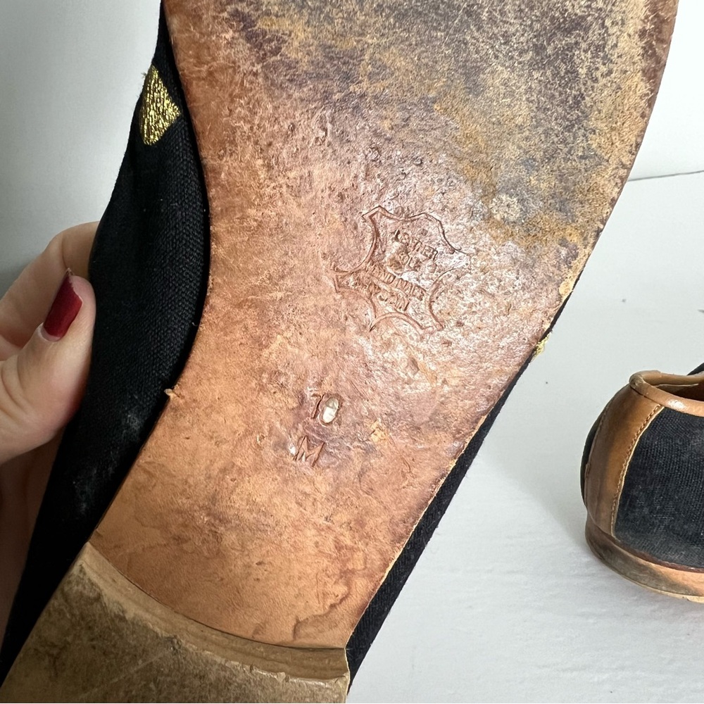 Zalo Smoking Slippers Loafers Flats Black Gold Hearts Size 10 - Picture 8 of 12